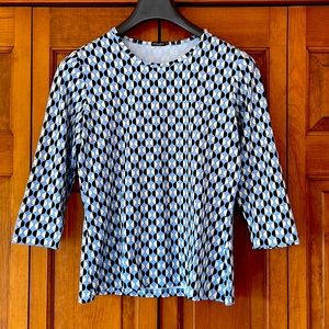 J.McLaughlin Catalina Cloth 3/4 Sleeve Geometric Print Top Medium